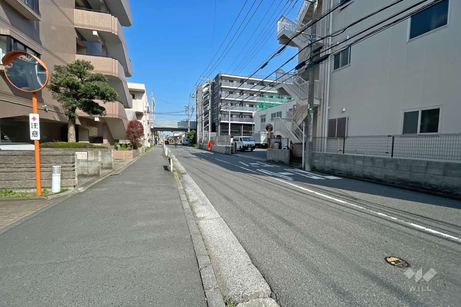 敷地南側の前面道路（西側から）