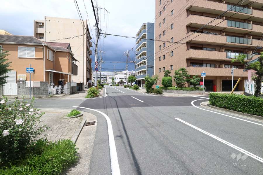 敷地西側の前面道路