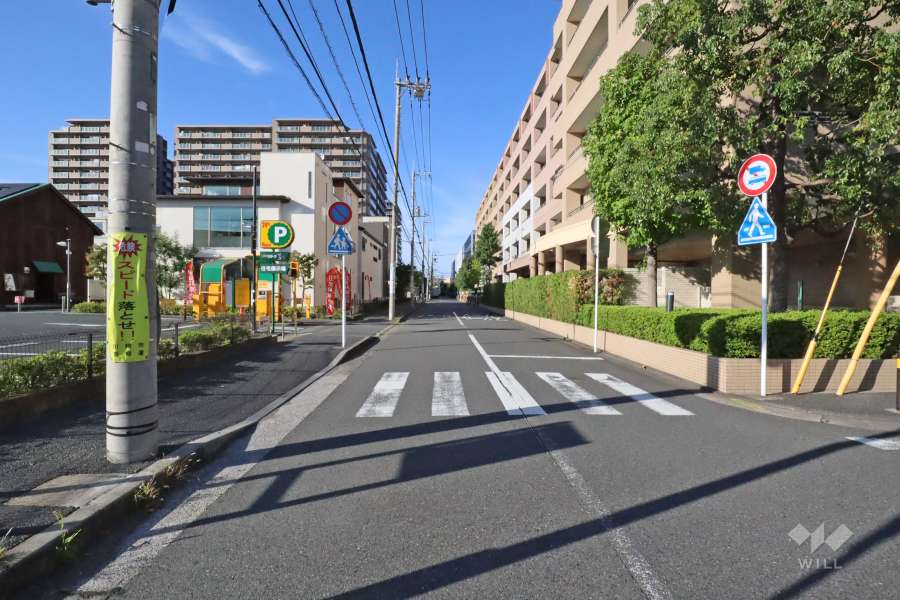 敷地西側の前面道路(南側から)