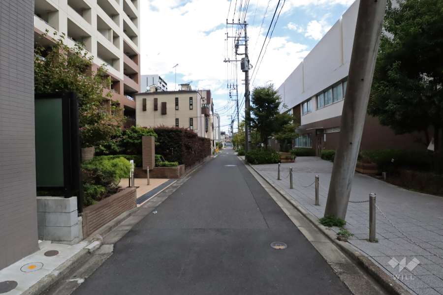 敷地南側の前面道路(西側から)