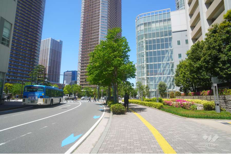 敷地西側の前面道路（南側から）