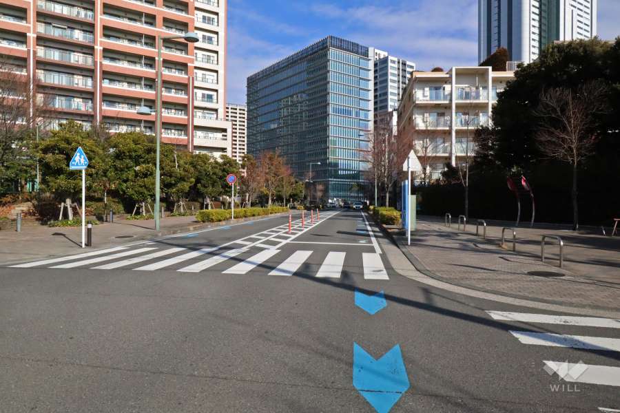 敷地南東側の前面道路(南西側から)