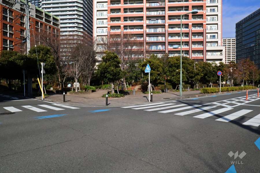 敷地南東側と南西側の前面道路（南側から）