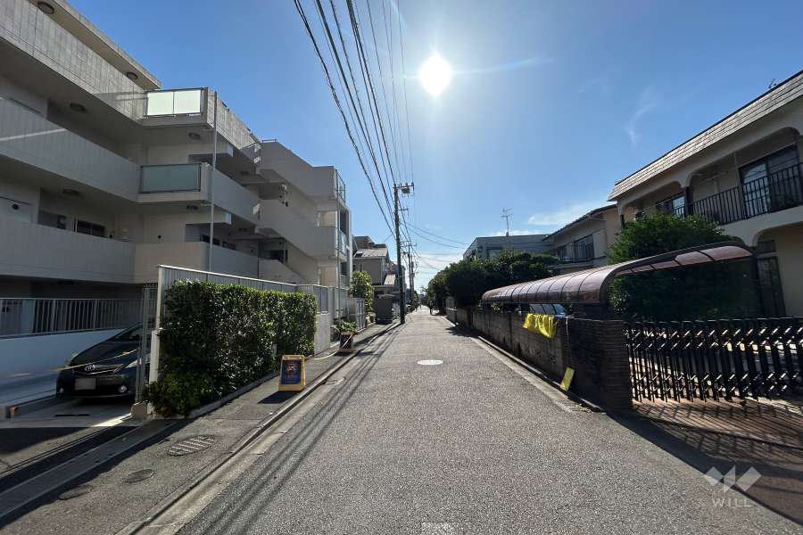 敷地北側の前面道路(西側から)