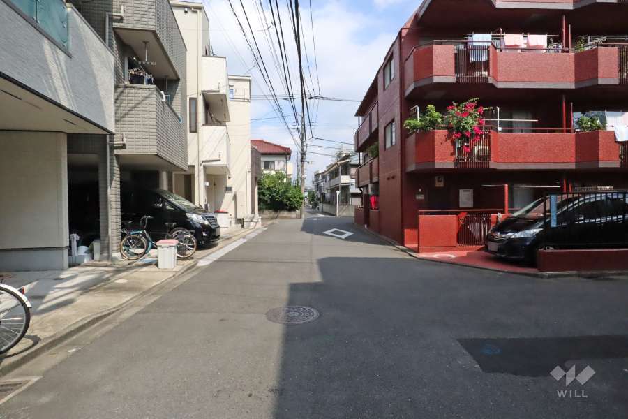 敷地西側の前面道路(南側から)