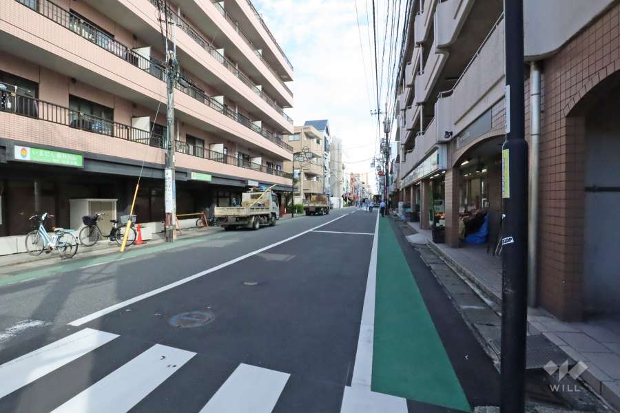 敷地南側の前面道路(西側から)