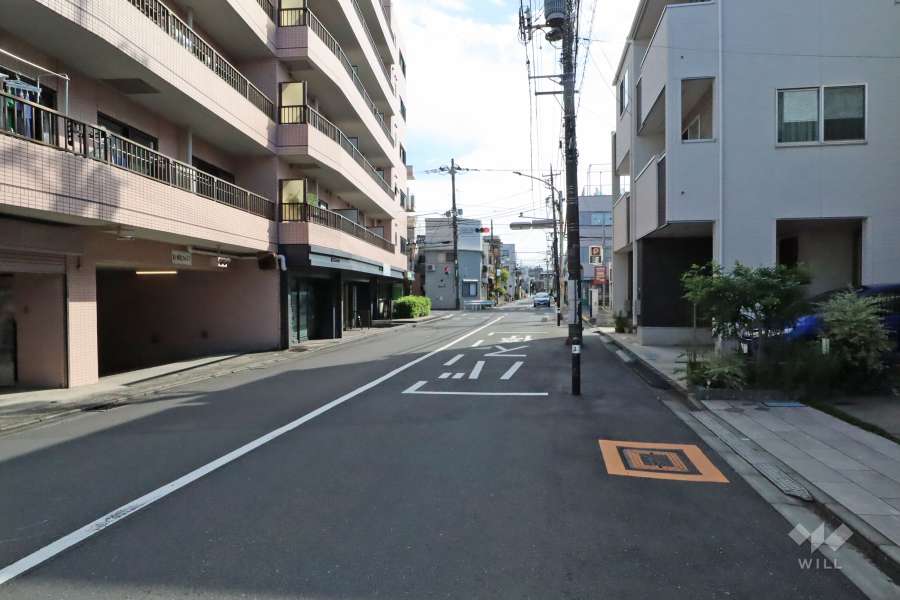 敷地西側の前面道路(北側から)