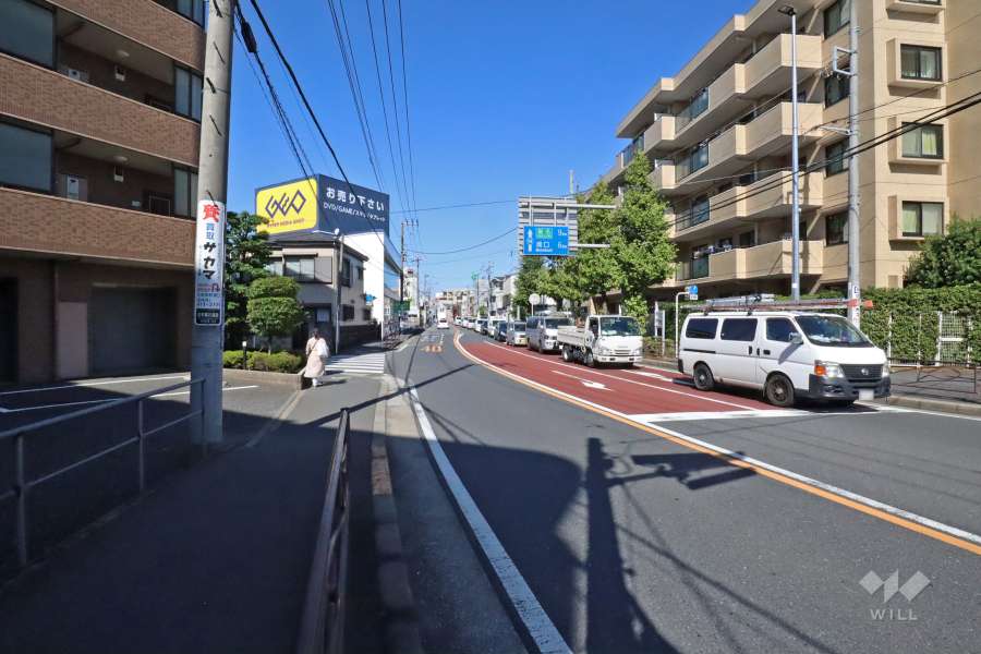 敷地南西側の前面道路(南東側から)