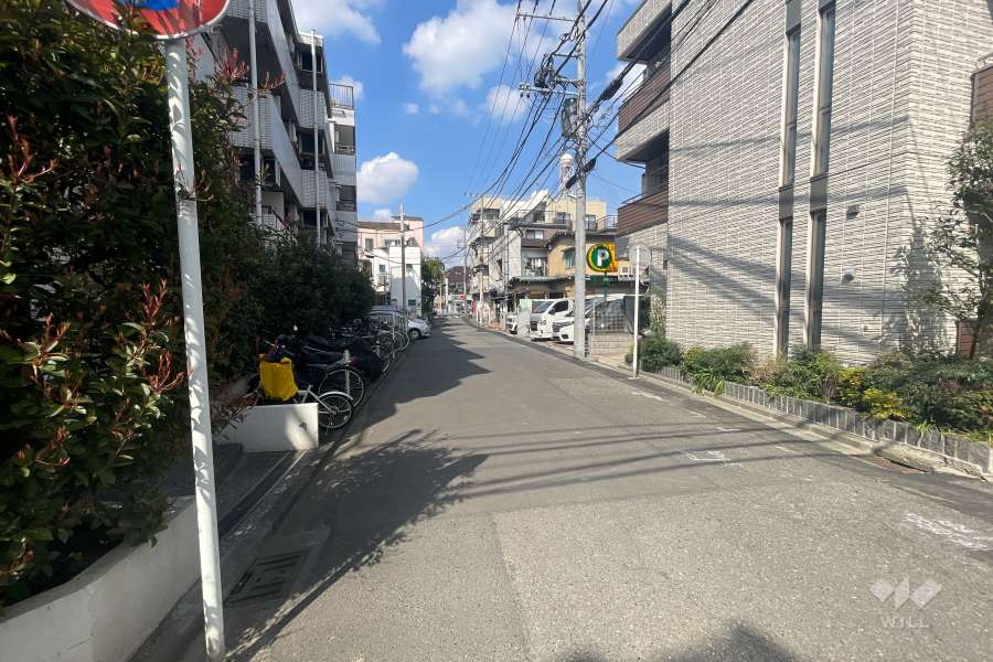 敷地東側の前面道路（南側から）