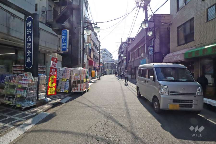 敷地西側の前面道路(北側から)