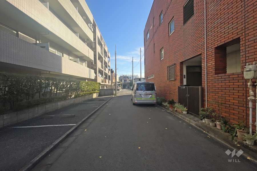 敷地の南側前面道路（西側から）