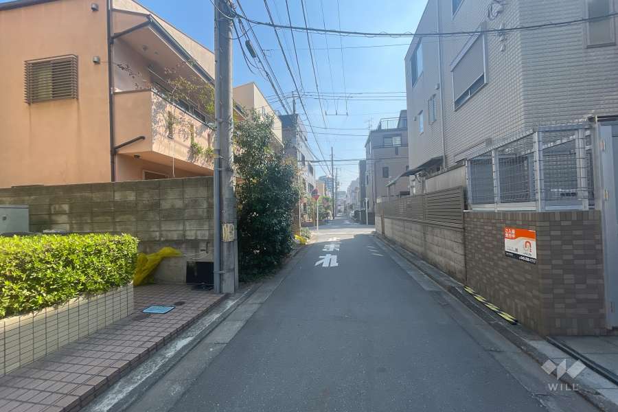 敷地南側の前面道路（西側から）