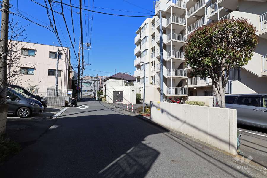 敷地西側の前面道路（南側から）