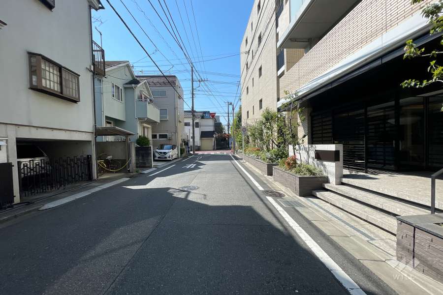 敷地東側の前面道路（北側から）