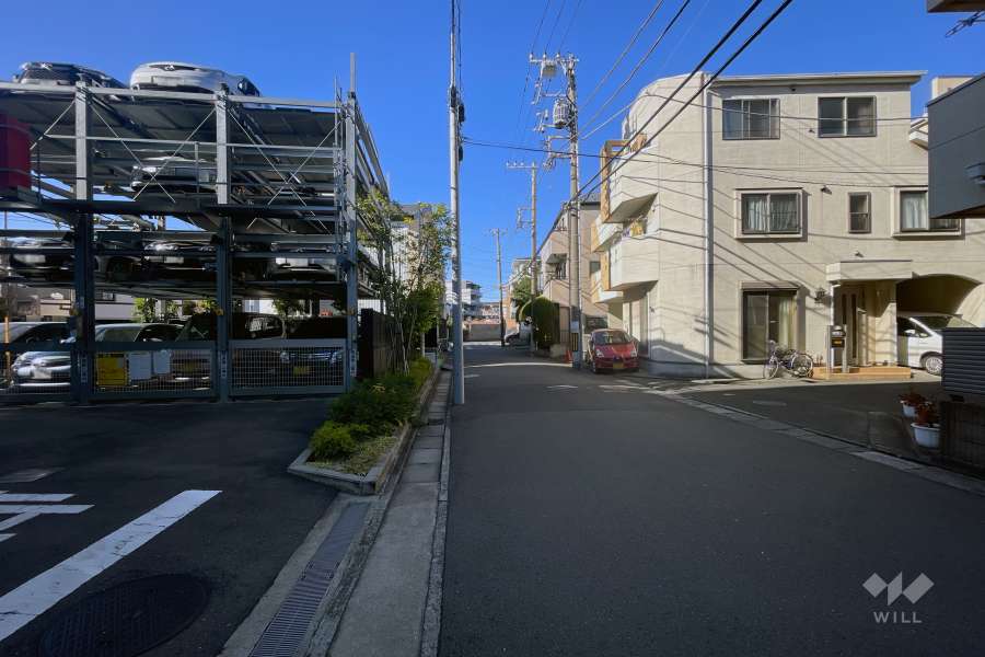 敷地の南側前面道路（西側から）