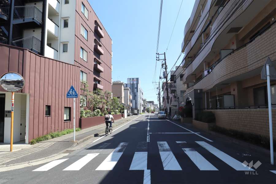 敷地西側の前面道路