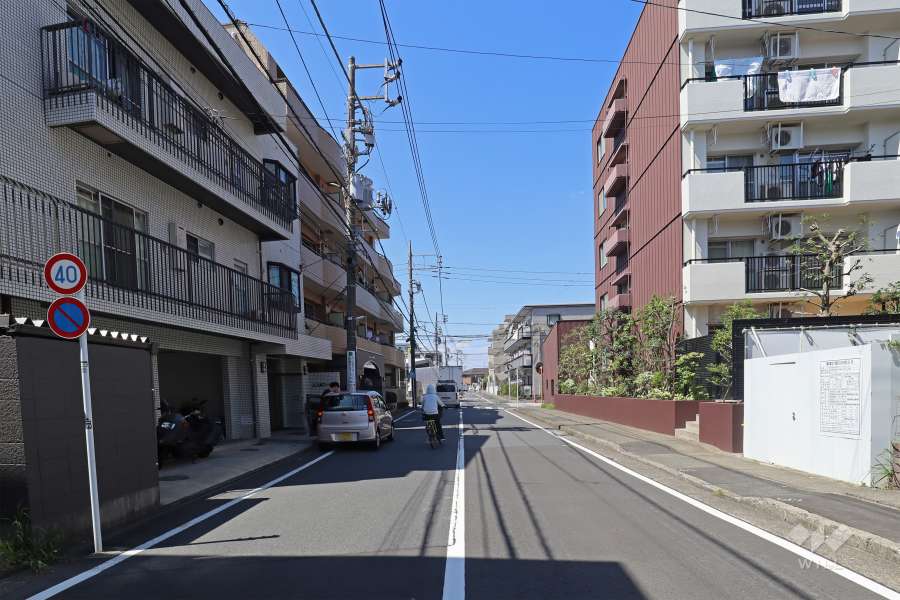 敷地西側の前面道路
