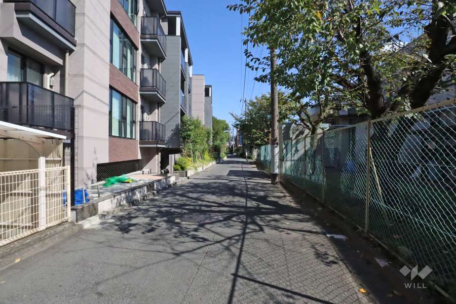 敷地南側の前面道路（西側から）