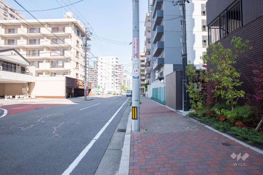 敷地西側の前面道路（南側から）