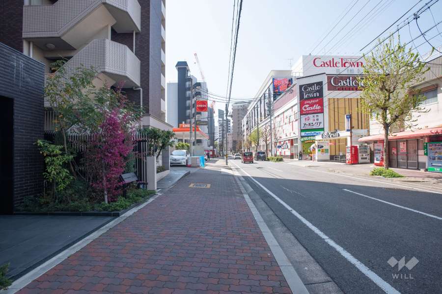 敷地西側の前面道路（北側から）