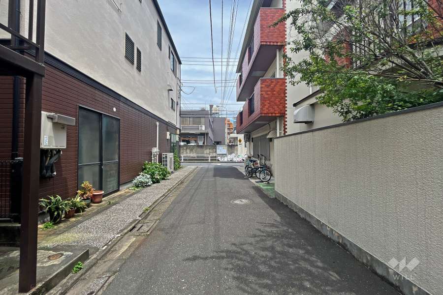 敷地西側の前面道路（南側から）