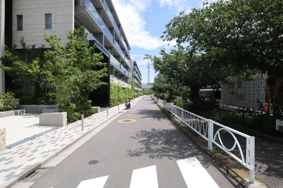 敷地西側の前面道路