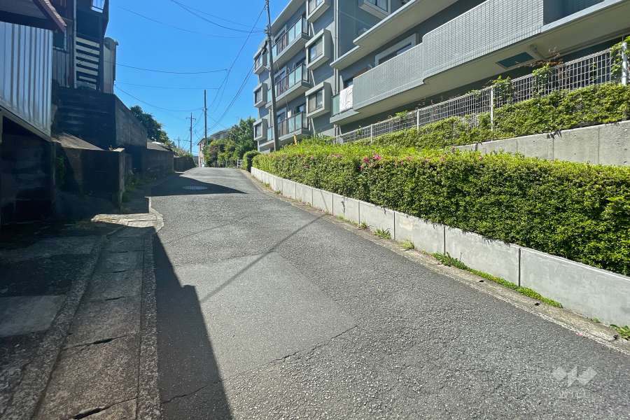 敷地東側の前面道路（北側から）