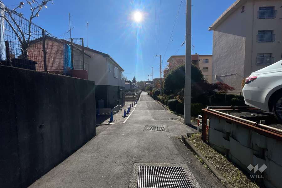 敷地西側の前面道路（北側から）