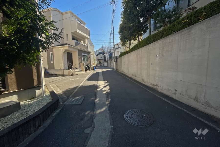 敷地東側の前面道路（北側から）