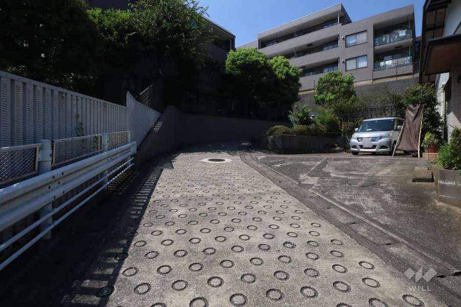 敷地南東側の前面道路(南西側から)