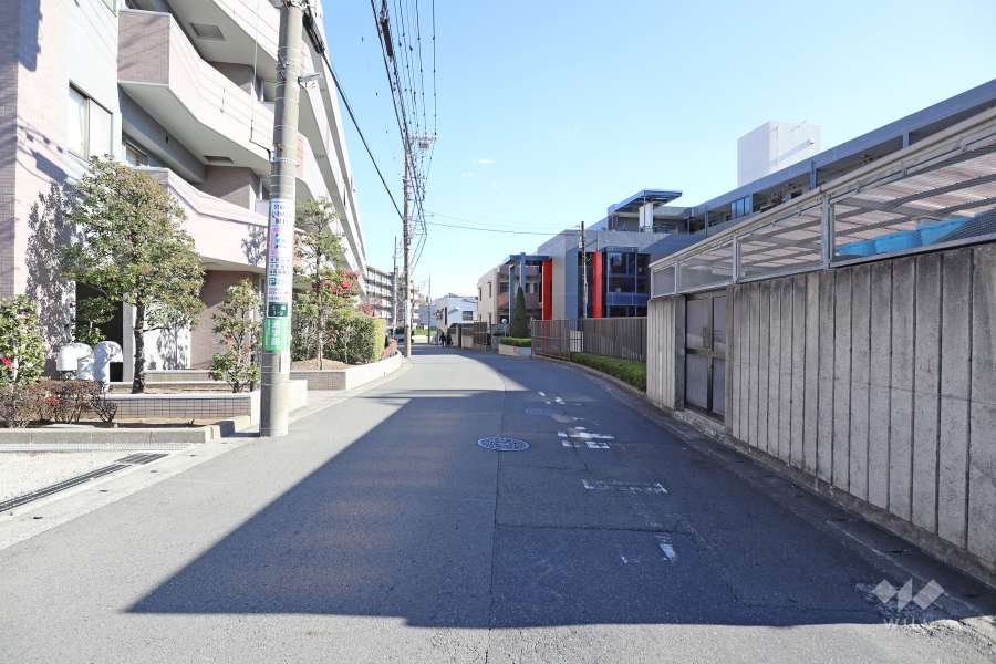 敷地北側の前面道路（西側から）