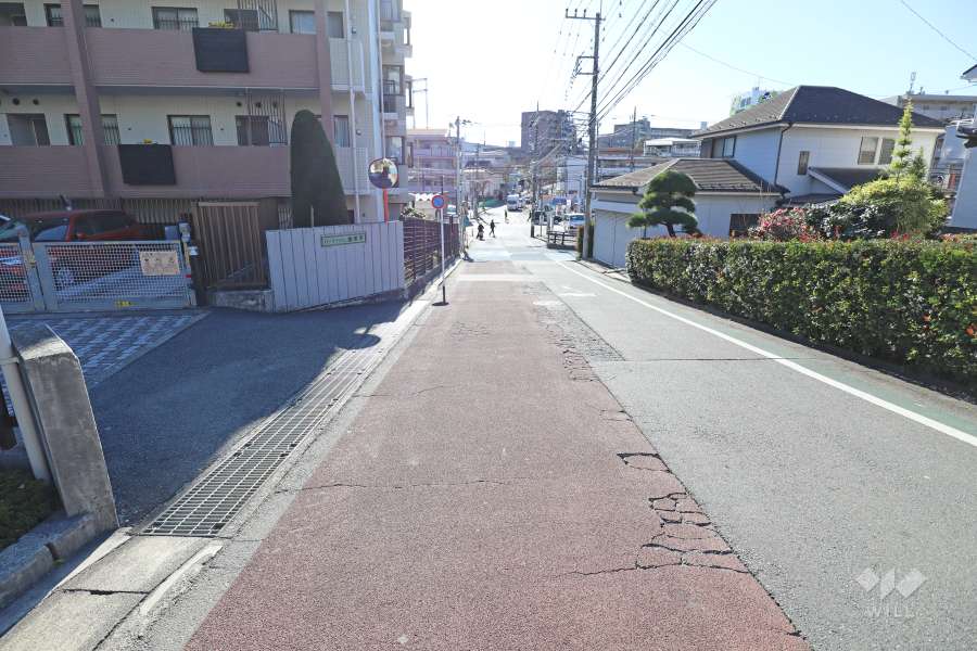 敷地西側の前面道路（北側から）