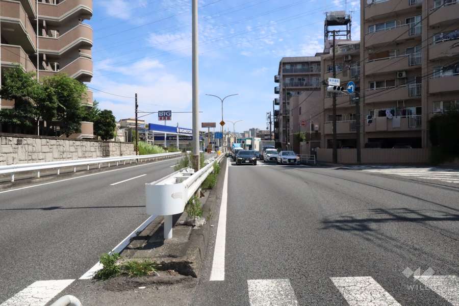 敷地南東側の前面道路(南西側から)