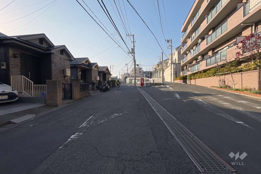 敷地の南側前面道路（東側から）