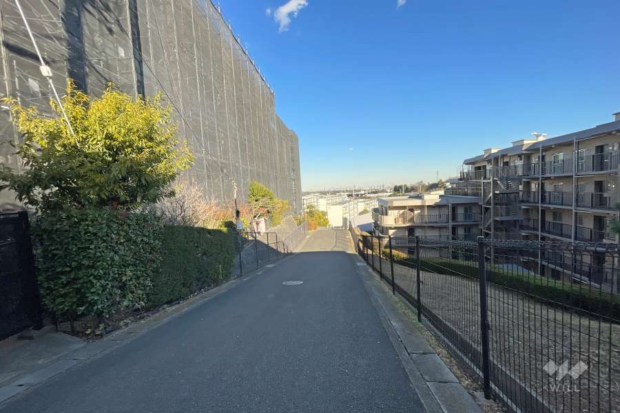 敷地南側の前面道路（西側から）