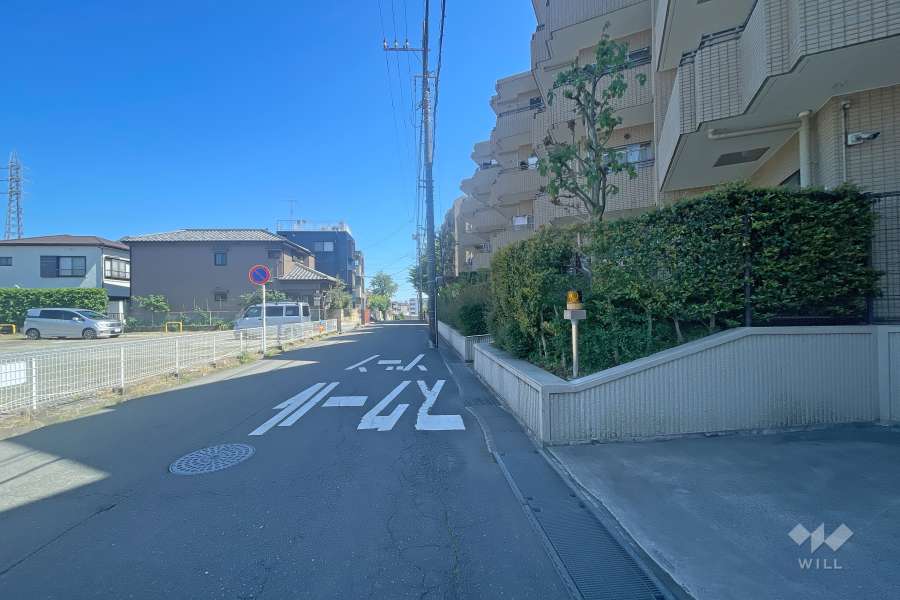 敷地北東側の前面道路（北西側から）