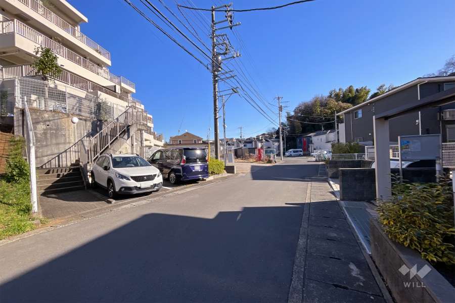 敷地南側の前面道路（西側から）