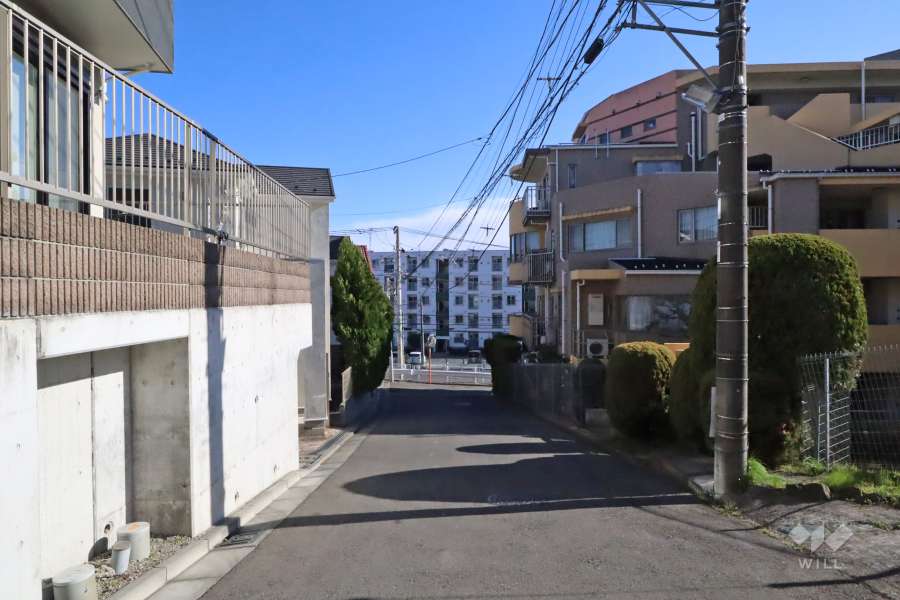 敷地東側の前面道路（北側から）