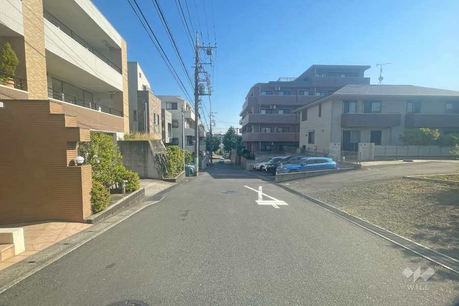 敷地北東側の前面道路（南側から）