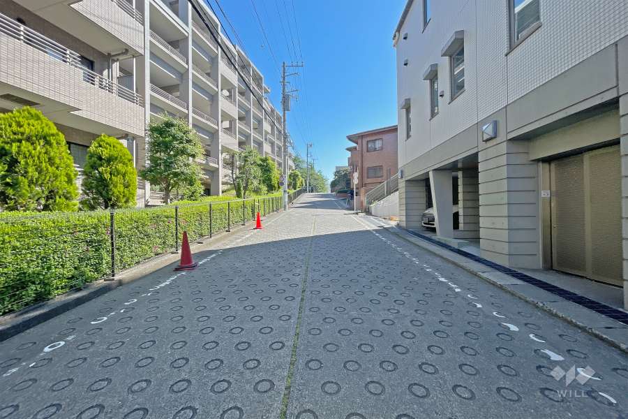 敷地北西側の前面道路（南西側から）