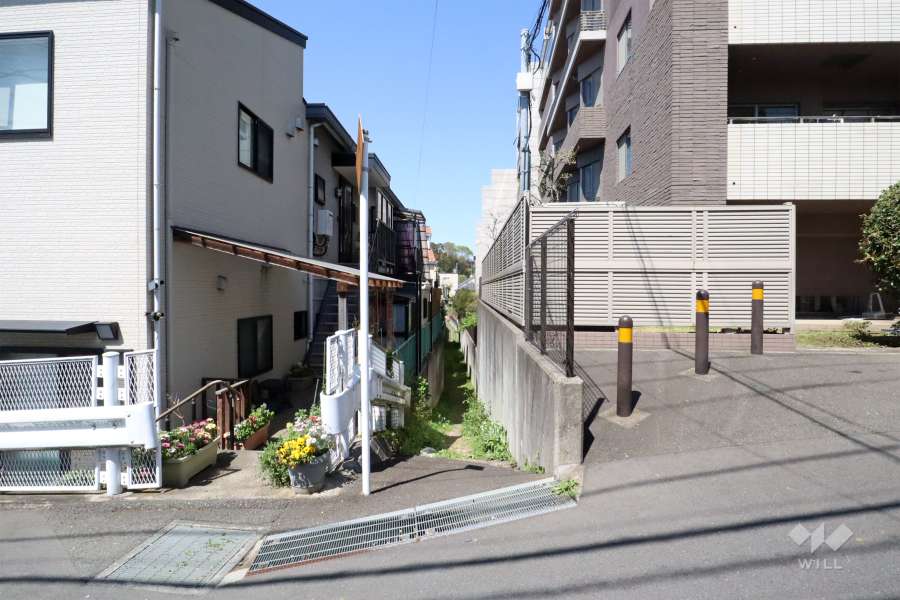 敷地西側の前面道路(南側から)