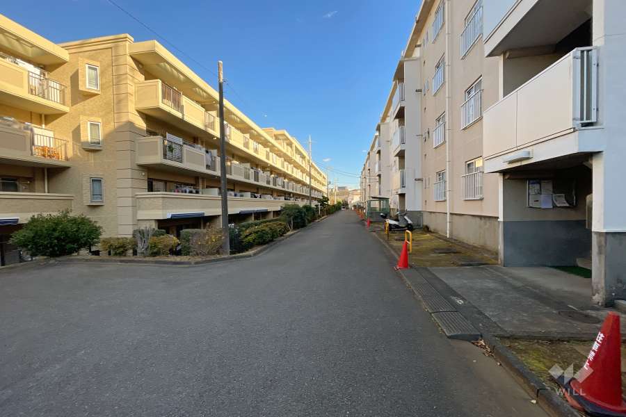 敷地南側の前面道路（西側から）