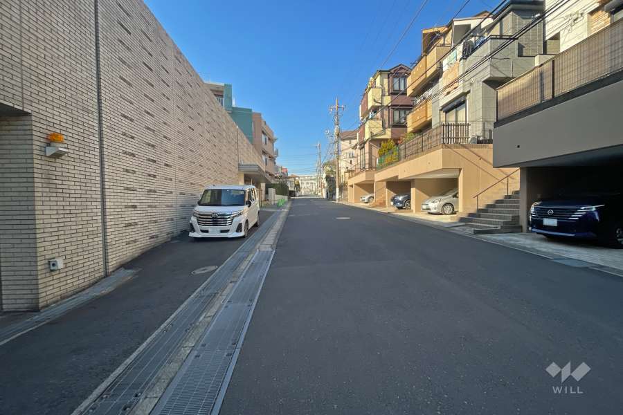 敷地北東側の前面道路（南東側から）