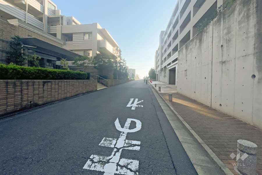 敷地の北西側前面道路（北東側から）