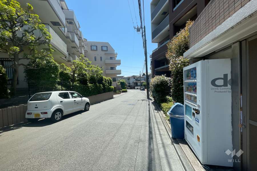 敷地東側の前面道路（北側から）