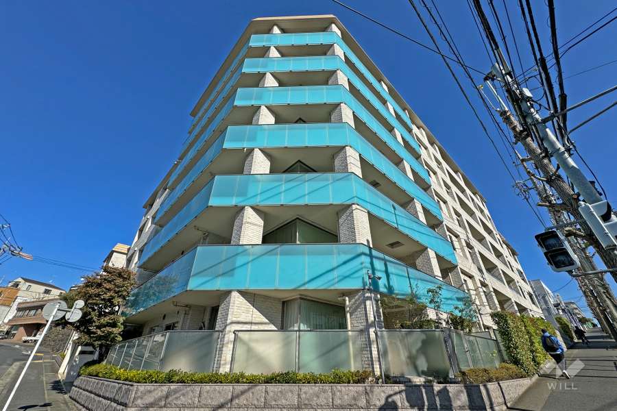 ロイヤルシーズン宮前平の外観（南西側から）