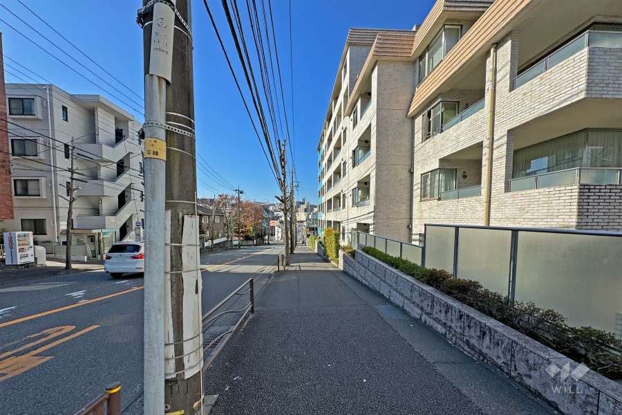 敷地の南側前面道路（東側から）