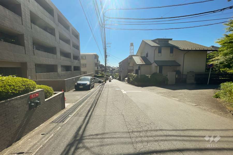 敷地南側の前面道路（西側から）