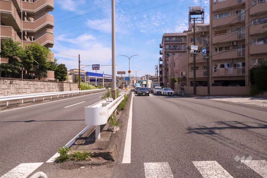 敷地北西側の前面道路(南西側から)