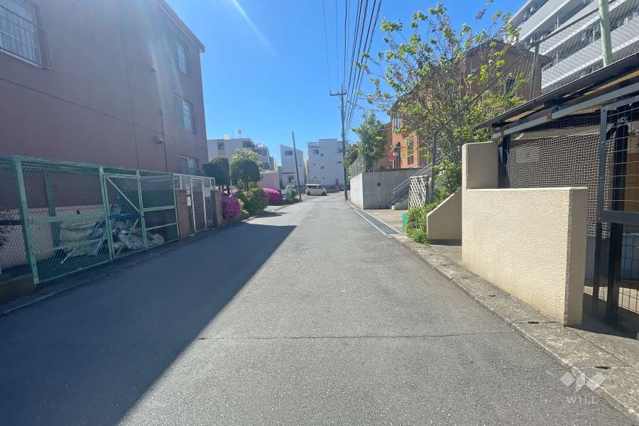 敷地南西側の前面道路（東側から）